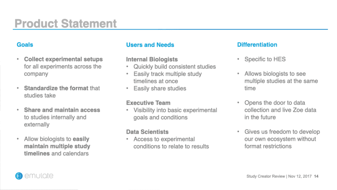 Product statement for the study manager app