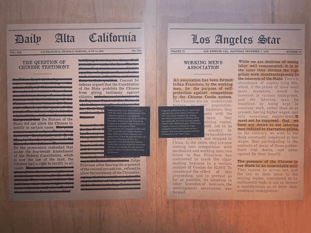 First two newspaper posters from the Broken News Exhibit